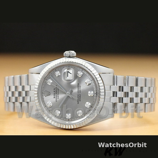 Replique Rolex Datejust-179174, 26mm, cadran diamant gris rhodium, lunette cannelée, Lady Grey, pour femme