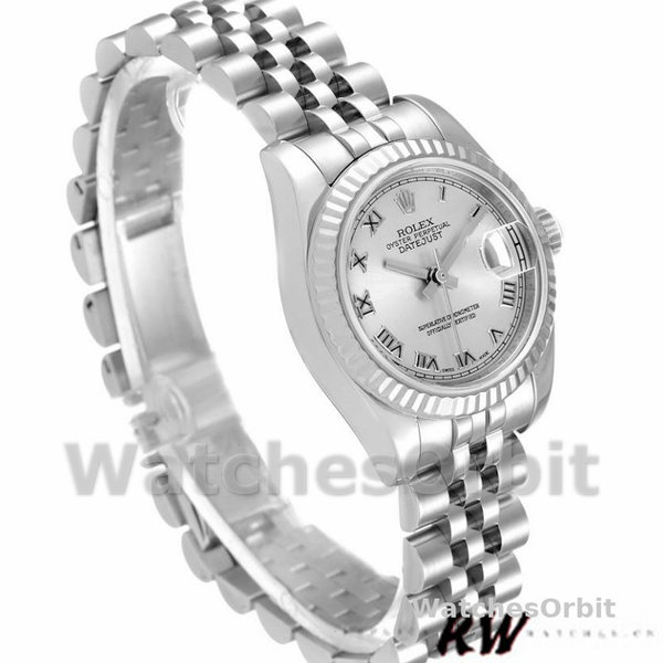 Replique Rolex Datejust-179174 pour femme, 26mm, cadran romain argenté, lunette cannelée, Lady Silver