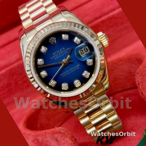 Replica Dames Rolex Datejust-179178, 26mm, Geelgoud, Blauwe Diamanten Wijzerplaat, Lady Blue