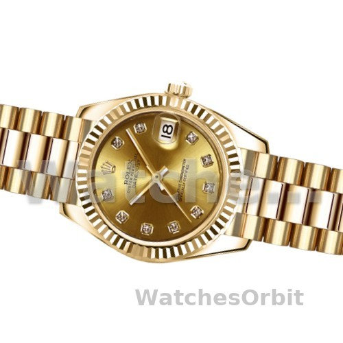 Replica Dames Rolex Datejust-179178, 26mm, Geelgoud, Champagne Diamanten Wijzerplaat, Lady Champagne