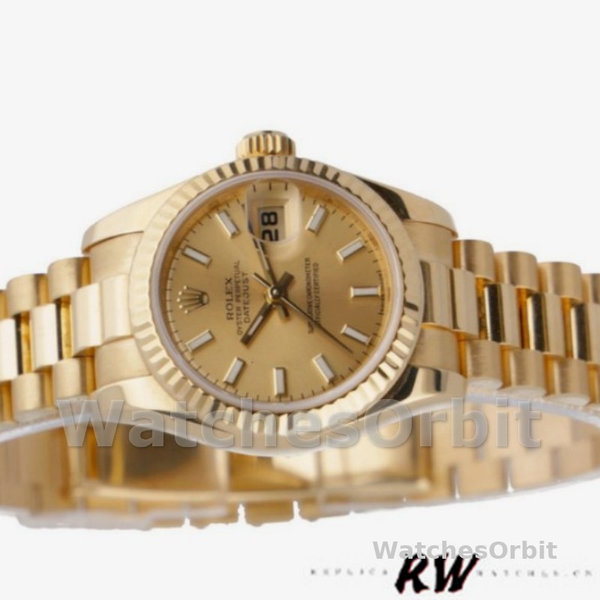 Replica Dames Rolex Datejust-179178, 26mm, Geelgoud, Champagne wijzerplaat, Lady Champagne