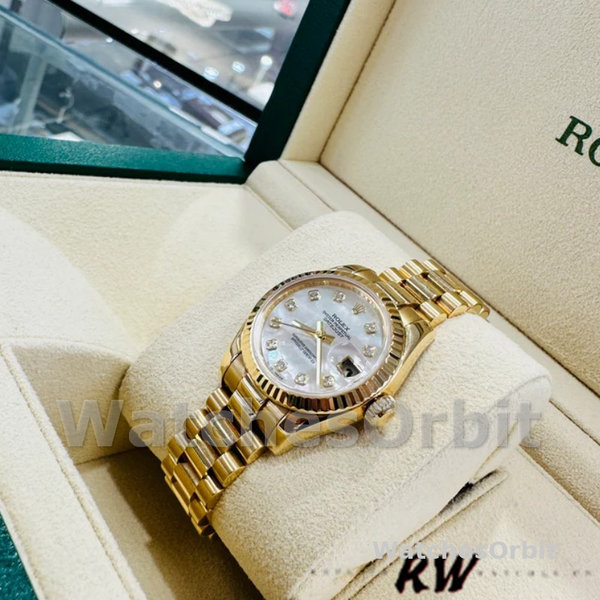 Replica Dames Rolex Datejust-179178, 26mm, Geelgoud, Parelmoer Diamanten Wijzerplaat, Lady MOP