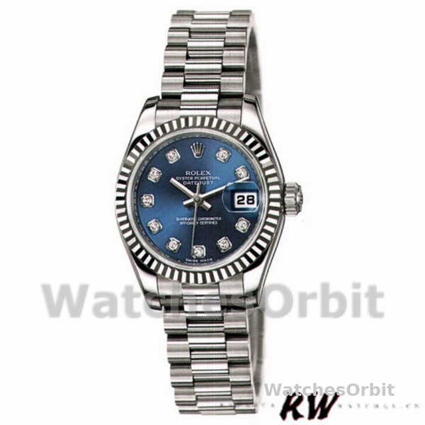 Women's Rolex Datejust-179179, 26mm, Blue Diamond Dial, Fluted Bezel, Lady Blue