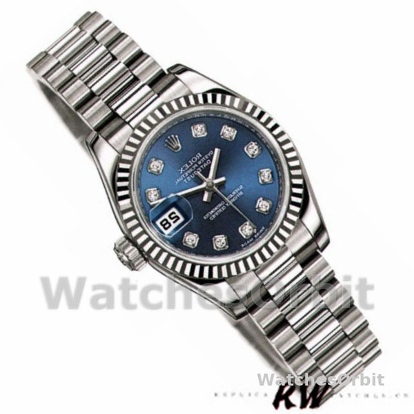 Womens Rolex Datejust-179179, 26mm, Blue Diamond Dial, Fluted Bezel, Lady Blue Replica Image