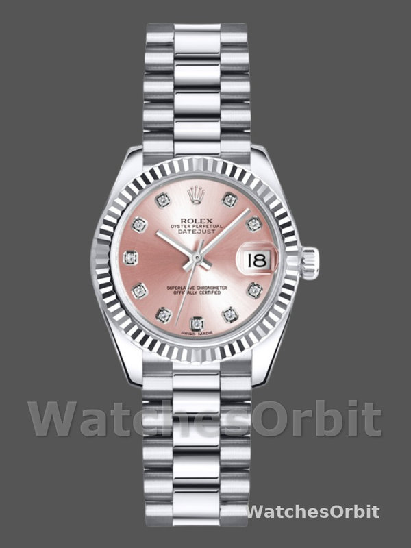 Rolex Datejust 179179 Pink Diamond Dial Fluted Bezel 26MM Lady Replica Watch