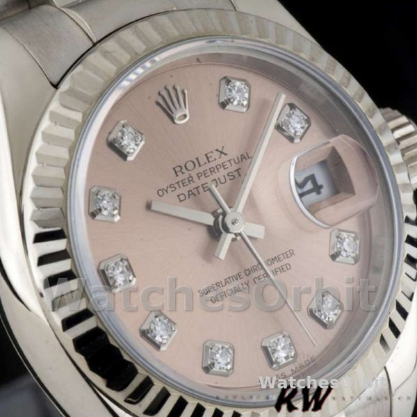 Replique Rolex Datejust-179179 pour femme, 26mm, cadran diamant rose, lunette cannelée, Lady Pink