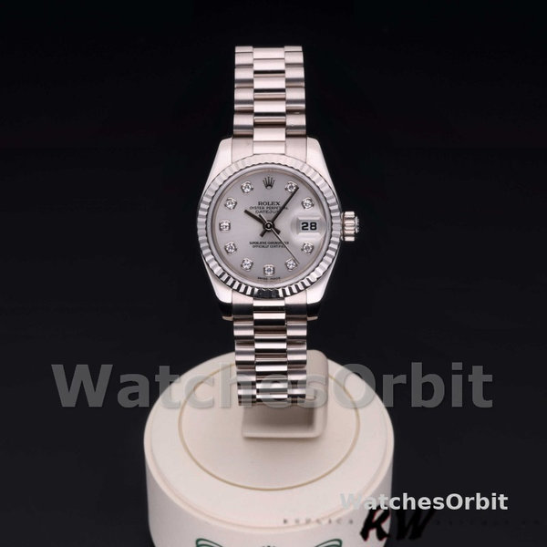Replique Rolex Datejust-179179 pour femme, 26 mm, cadran argenté à diamants, lunette cannelée, Lady Silver