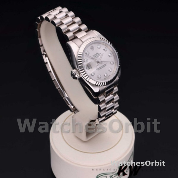Replique Rolex Datejust-179179 pour femme, 26 mm, cadran argenté à diamants, lunette cannelée, Lady Silver