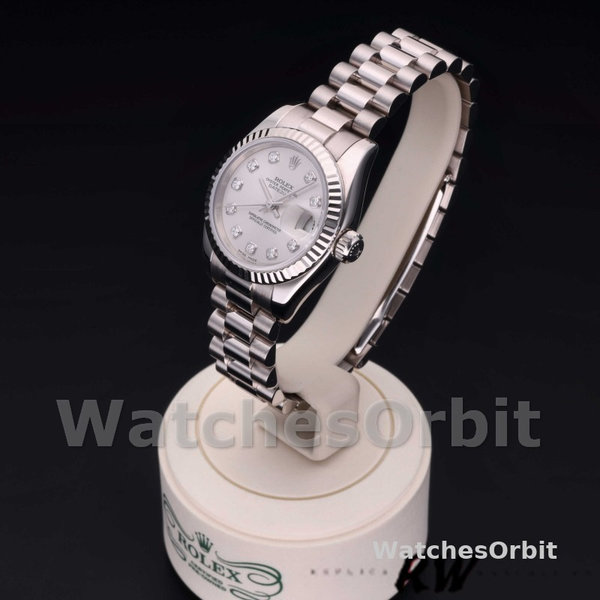 Replique Rolex Datejust-179179 pour femme, 26 mm, cadran argenté à diamants, lunette cannelée, Lady Silver