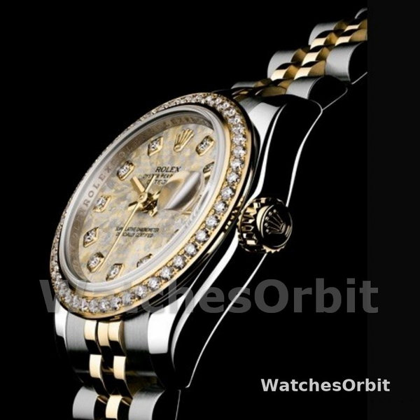 Replica Dames Rolex Datejust-179383, 26mm, Jubileum Kristal Grijs & Champagne Wijzerplaat, Lady Champagne