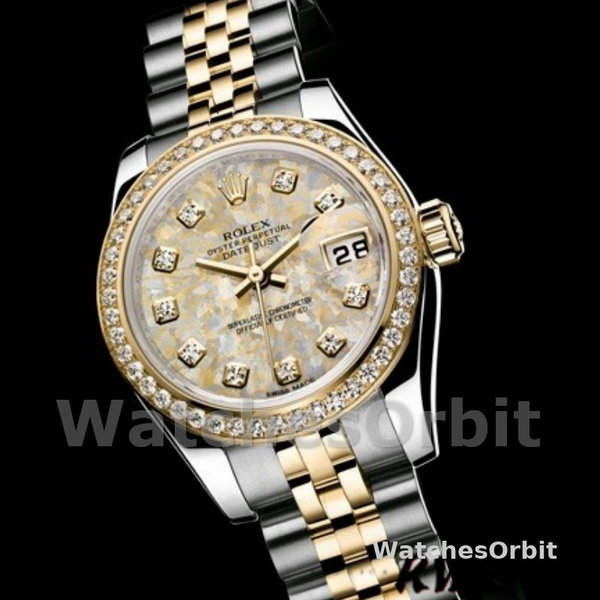 Replica Dames Rolex Datejust-179383, 26mm, Jubileum Kristal Grijs & Champagne Wijzerplaat, Lady Champagne