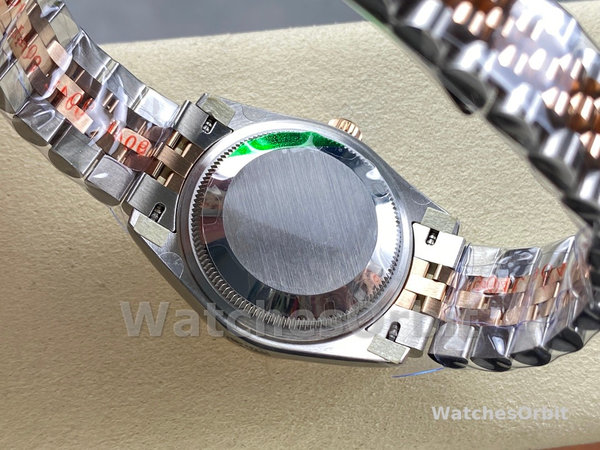Replica Rolex Datejust-278271 donna, quadrante romano con polvere di sole, oro rosa bicolore, lunetta scanalata, oro rosa Jubilee