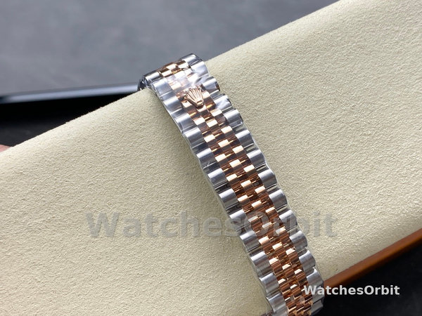 Replica Rolex Datejust-278271 donna, quadrante romano con polvere di sole, oro rosa bicolore, lunetta scanalata, oro rosa Jubilee