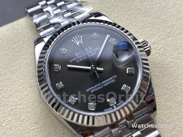 Unisexs Rolex Day Date 36-128235 0039, 18K Everose Gold, Diamond‑Paved Dial, Fluted Bezel, President Diamond & Rose Gold Replica Watch Image