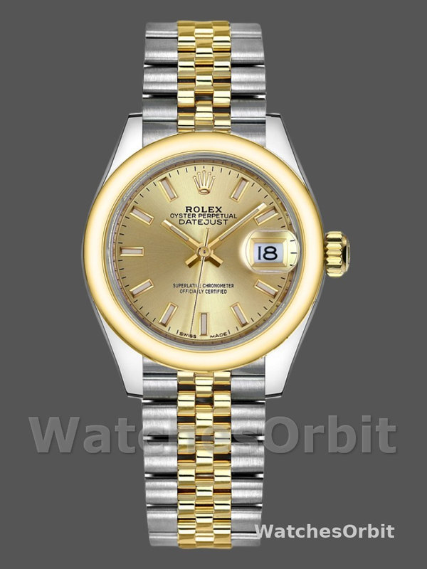 Rolex Datejust 279163 Champagne Index Dial Domed Bezel 28mm Damen Replica Watch