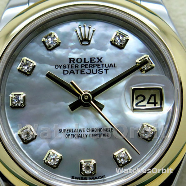 Women's Rolex Datejust-279163, 28mm, Mother‑of‑Pearl, Diamond Dial, Domed Bezel, Lady MOP