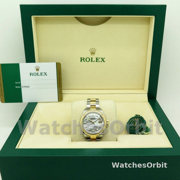 Womens Rolex Datejust-279163, 28mm, Mother‑of‑Pearl, Diamond Dial, Domed Bezel, Lady MOP Replica Watch Image