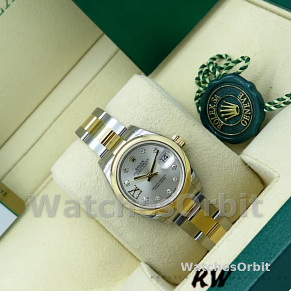 Replica Dames Rolex Datejust-279163, 28mm, Zilveren Diamanten Wijzerplaat, Domed Bezel, Dame Zilver