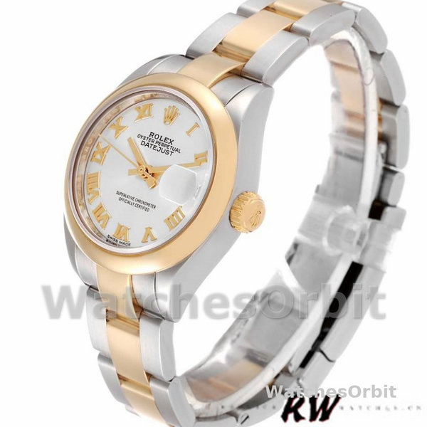 Replica Dames Rolex Datejust-279163, 28mm, Zilveren Romeinse Wijzerplaat, Domed Bezel, Dame Zilver
