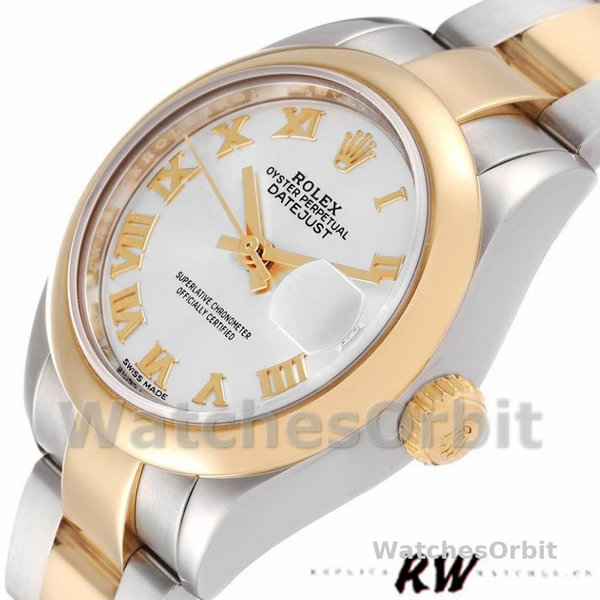 Replica Dames Rolex Datejust-279163, 28mm, Zilveren Romeinse Wijzerplaat, Domed Bezel, Dame Zilver