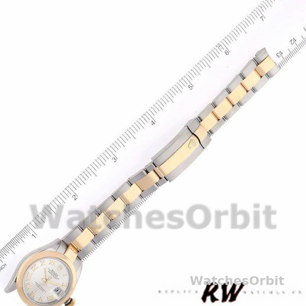 Replica Dames Rolex Datejust-279163, 28mm, Zilveren Romeinse Wijzerplaat, Domed Bezel, Dame Zilver