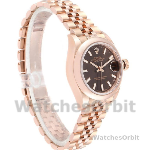 Replica Rolex Datejust-279165 da donna, 28 mm, quadrante marrone cioccolato, lunetta bombata, Lady Chocolate Brown
