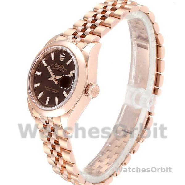 Replica Rolex Datejust-279165 da donna, 28 mm, quadrante marrone cioccolato, lunetta bombata, Lady Chocolate Brown