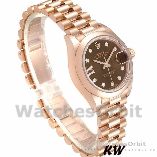 Women's Rolex Datejust-279165, 28mm, Chocolate Brown, Diamonds Dial, Domed Bezel, Lady Chocolate Brown