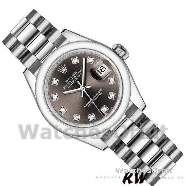 Women's Rolex Datejust-279166, 28mm, Dark Grey Diamond Dial, Domed Bezel, Lady Dark Grey