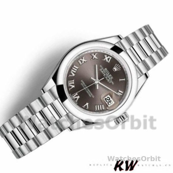 Womens Rolex Datejust-279166, 28mm, Dark Grey Roman Numeral Dial, Domed Bezel, Lady Dark Grey Replica Watch Image