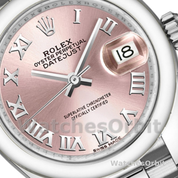 Replica Rolex Datejust-279166 da donna, 28 mm, quadrante rosa con numeri romani, lunetta bombata, Lady Pink