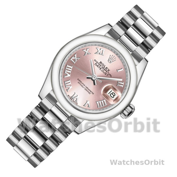 Replica Rolex Datejust-279166 da donna, 28 mm, quadrante rosa con numeri romani, lunetta bombata, Lady Pink
