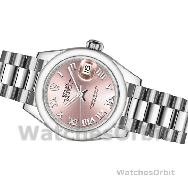 Replica Rolex Datejust-279166 da donna, 28 mm, quadrante rosa con numeri romani, lunetta bombata, Lady Pink