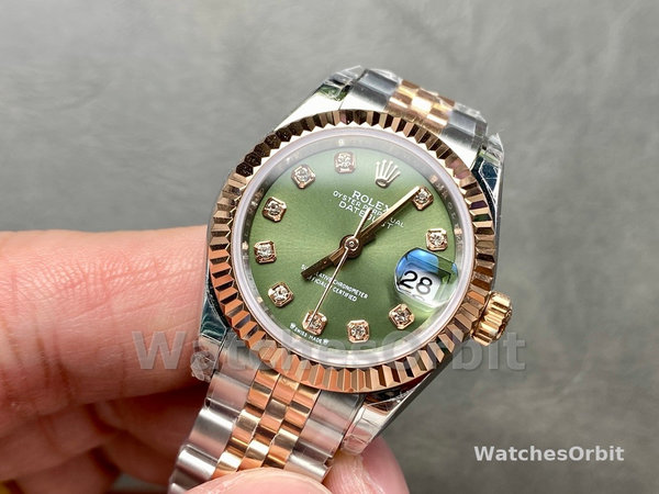 Rolex Datejust 279171 0007 28 Olive Green Diamond-Set Jubilee Ladies Watch