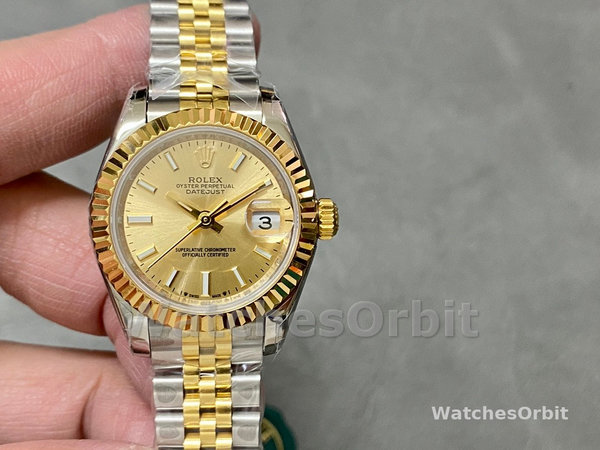 Womens Rolex Datejust-279173, 28mm, Champagne Index Dial, Fluted Bezel, Lady Champagne Replica Watch Image