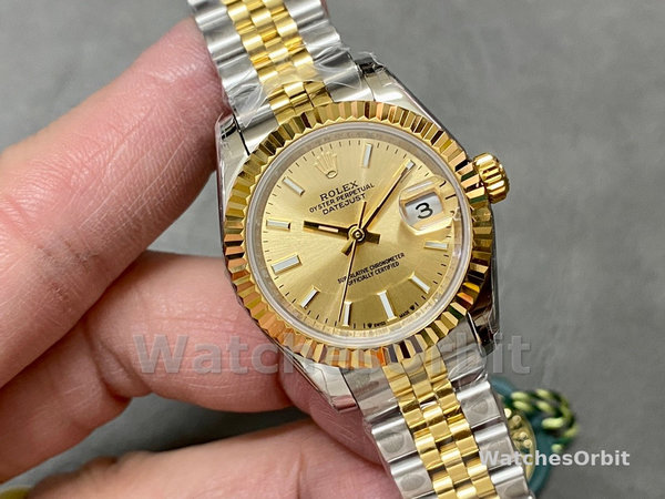 Womens Rolex Datejust-279173, 28mm, Champagne Index Dial, Fluted Bezel, Lady Champagne Replica Watch Image