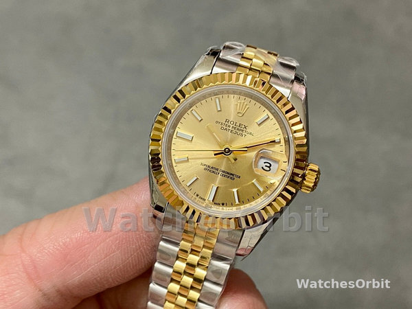 Womens Rolex Datejust-279173, 28mm, Champagne Index Dial, Fluted Bezel, Lady Champagne Replica Watch Image