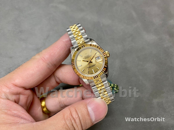 Womens Rolex Datejust-279173, 28mm, Champagne Index Dial, Fluted Bezel, Lady Champagne Replica Watch Image