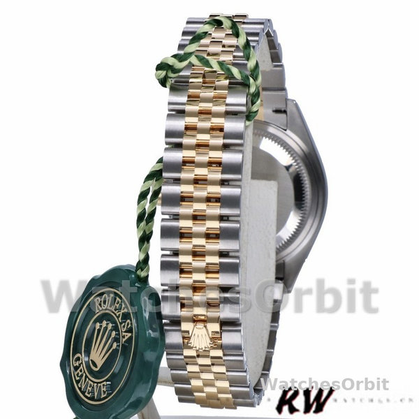 Replique Rolex Datejust-279173, 28mm, Champagne, cadran chiffres romains, lunette cannelée, Lady Champagne pour femme