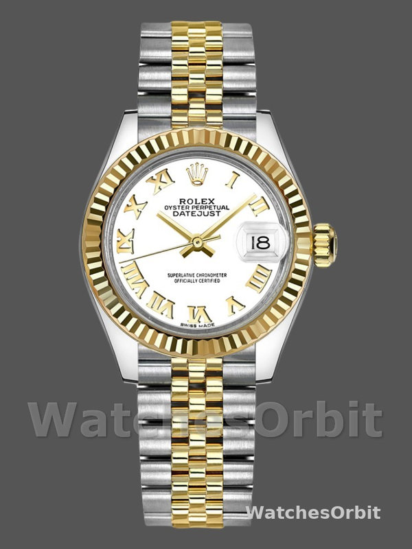 Rolex Datejust 279173 White Roman Numeral Dial Fluted Bezel 28mm Damen Replica Watch