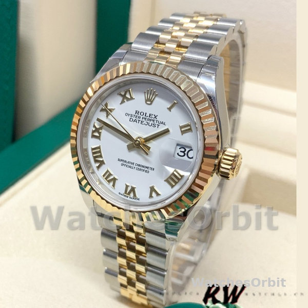 Replica Rolex Datejust 279173 White Roman Numeral Dial Fluted Bezel 28mm Lady Replica Uhr Exklusives Design