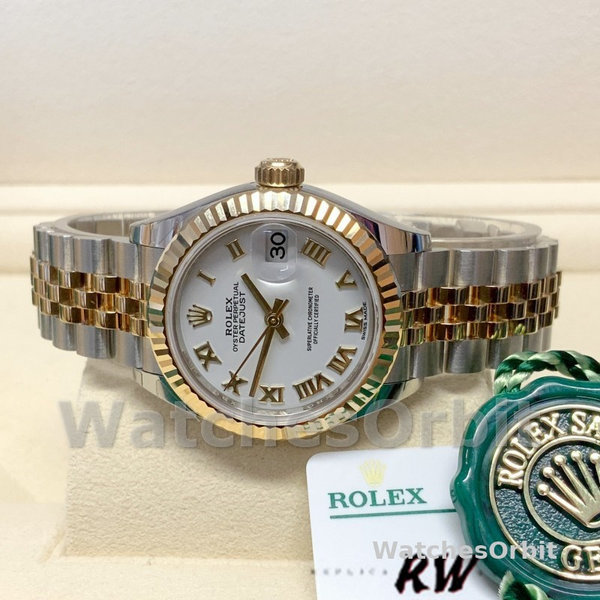 Replica Rolex Datejust 279173 White Roman Numeral Dial Fluted Bezel 28mm Lady Replica Uhr Exklusives Design