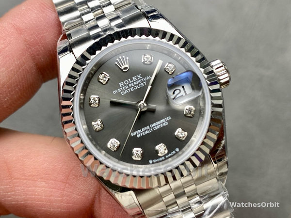 Rolex Datejust 279174 Stainless Steel Dark Grey Diamond Dial 28mm Lady Replica Watch