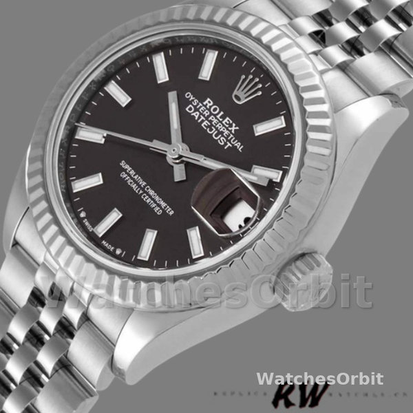 Replique Rolex Datejust-279174 pour femme, 28 mm, acier inoxydable, cadran index gris foncé, Lady Dark Grey