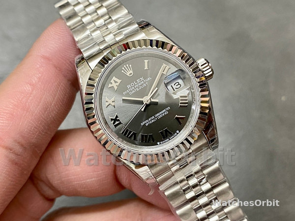 Rolex Datejust 279174 Stainless Steel Dark Grey Roman Dial 28mm Lady Replica Watch