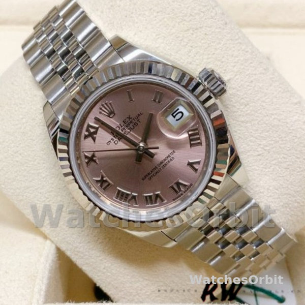 Replique Rolex Datejust-279174 pour femme, 28 mm, acier inoxydable, cadran romain rose, Lady Pink