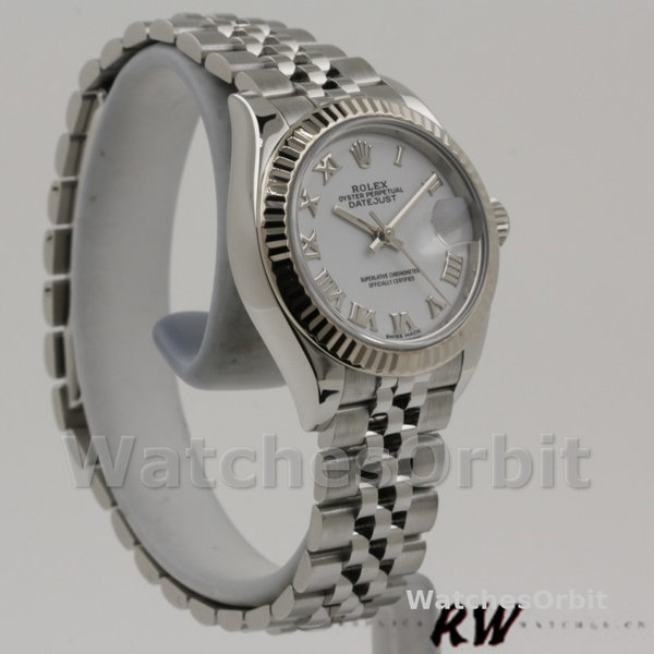 Replique Rolex Datejust-279174 pour femme, 28 mm, acier inoxydable, cadran blanc à chiffres romains, Lady White