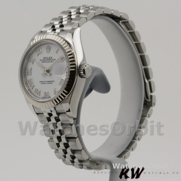 Replique Rolex Datejust-279174 pour femme, 28 mm, acier inoxydable, cadran blanc à chiffres romains, Lady White