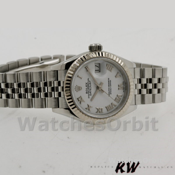 Replique Rolex Datejust-279174 pour femme, 28 mm, acier inoxydable, cadran blanc à chiffres romains, Lady White