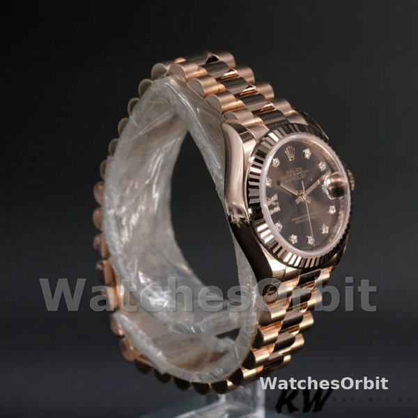 Replica Dames Rolex Datejust-279175, 28mm, Chocolade Diamond Mark wijzerplaat, Fluted Bezel, Lady Chocolate